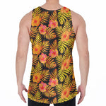 Yellow Hawaiian Tropical Pattern Print Men's Velvet Tank Top