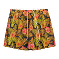 Yellow Hawaiian Tropical Pattern Print Mesh Shorts