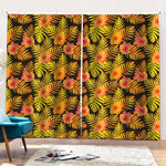 Yellow Hawaiian Tropical Pattern Print Pencil Pleat Curtains