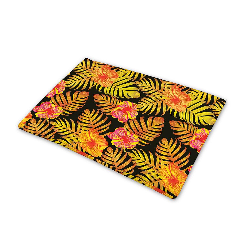 Yellow Hawaiian Tropical Pattern Print Pet Cooling Mat Cover