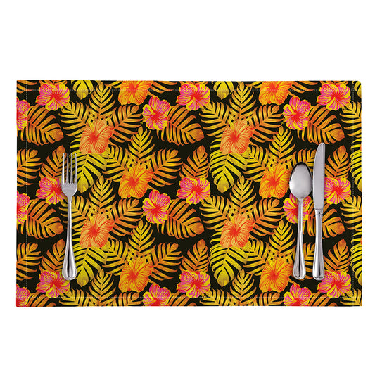 Yellow Hawaiian Tropical Pattern Print Placemat