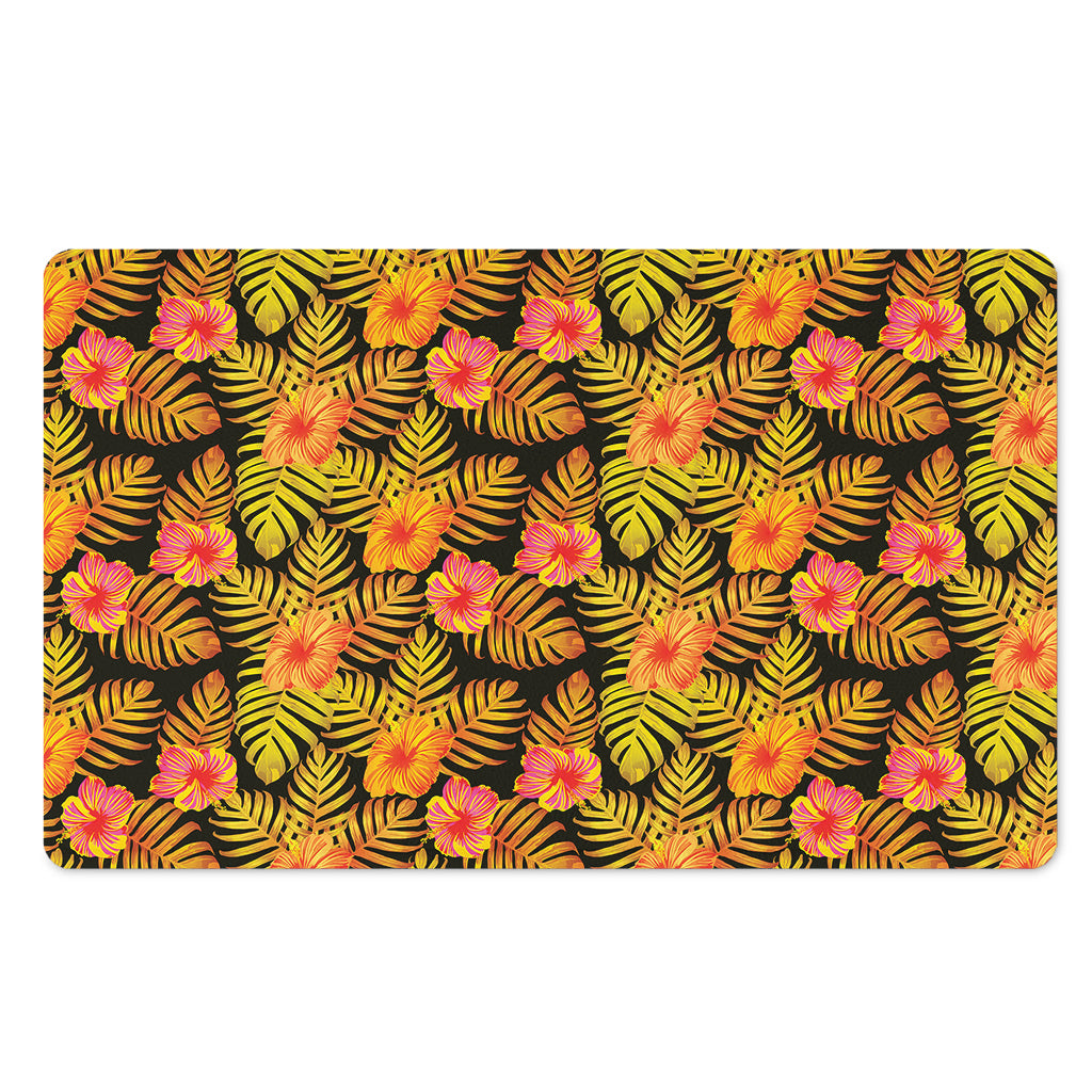 Yellow Hawaiian Tropical Pattern Print Polyester Doormat