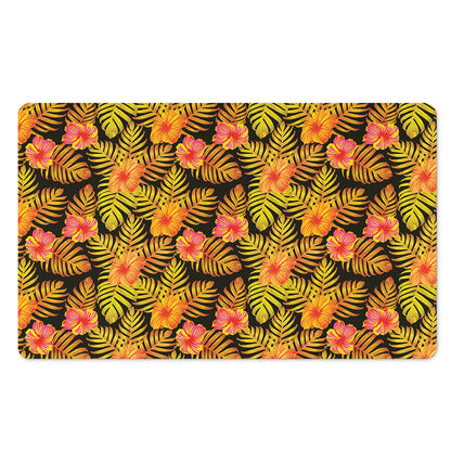 Yellow Hawaiian Tropical Pattern Print Polyester Doormat