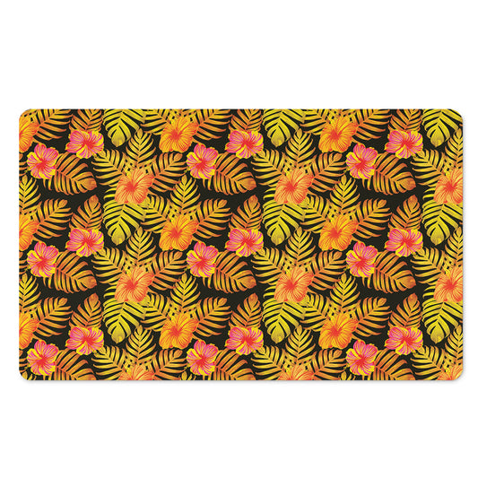 Yellow Hawaiian Tropical Pattern Print Polyester Doormat