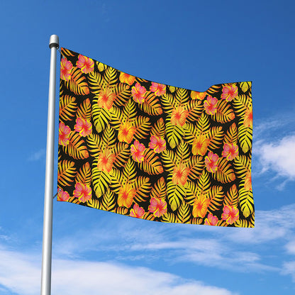 Yellow Hawaiian Tropical Pattern Print Polyester Flag
