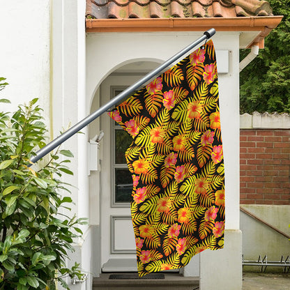 Yellow Hawaiian Tropical Pattern Print Polyester Flag