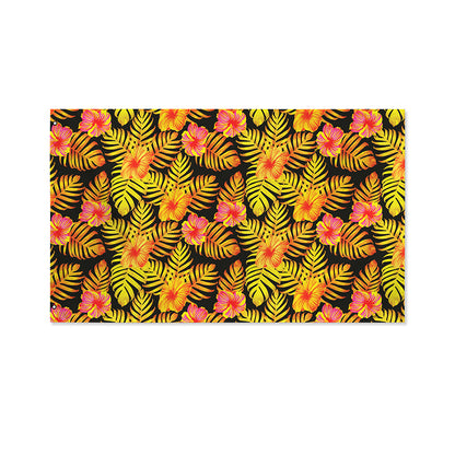 Yellow Hawaiian Tropical Pattern Print Polyester Flag