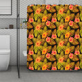 Yellow Hawaiian Tropical Pattern Print Polyester Shower Curtain