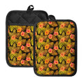 Yellow Hawaiian Tropical Pattern Print Pot Holders With Pocket