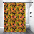 Yellow Hawaiian Tropical Pattern Print Premium Shower Curtain