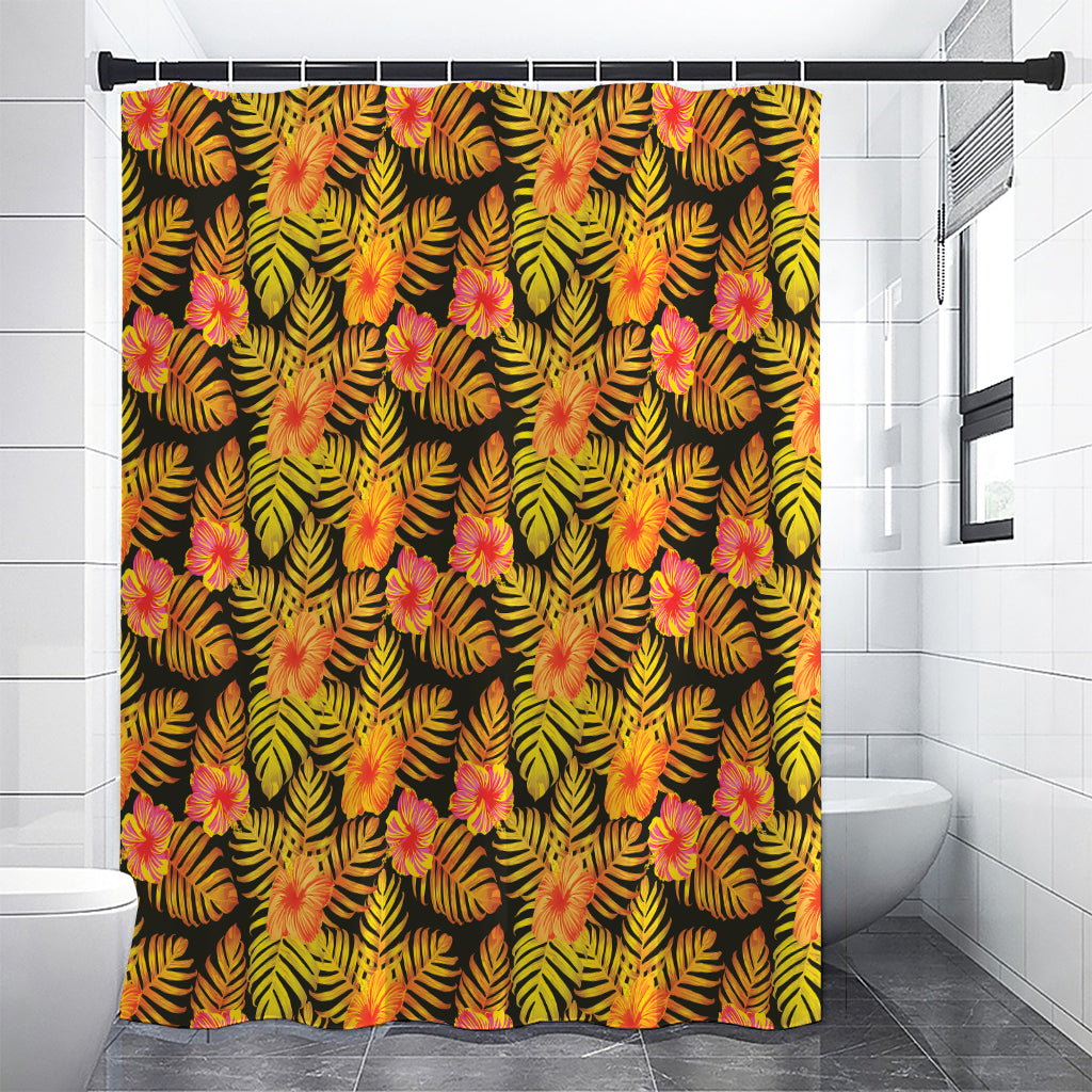 Yellow Hawaiian Tropical Pattern Print Premium Shower Curtain