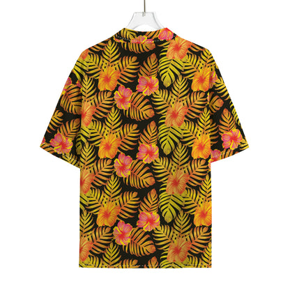 Yellow Hawaiian Tropical Pattern Print Rayon Hawaiian Shirt
