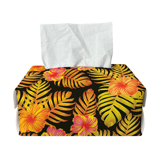 Yellow Hawaiian Tropical Pattern Print Rectangle Tissue Box Cover