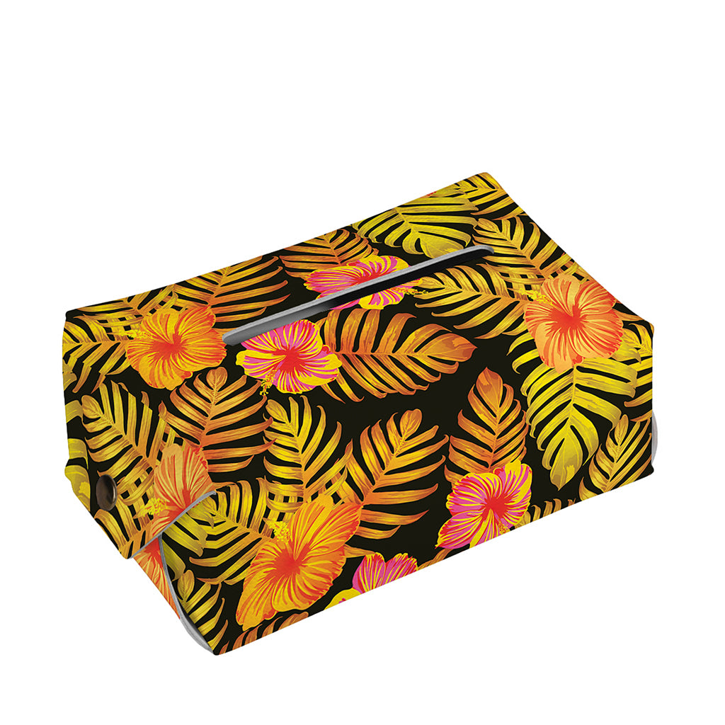 Yellow Hawaiian Tropical Pattern Print Rectangle Tissue Box Cover