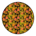 Yellow Hawaiian Tropical Pattern Print Round Floor Mat