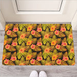 Yellow Hawaiian Tropical Pattern Print Rubber Doormat