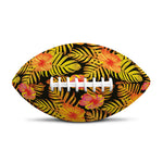 Yellow Hawaiian Tropical Pattern Print Rugby Ball