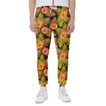 Yellow Hawaiian Tropical Pattern Print Scuba Joggers