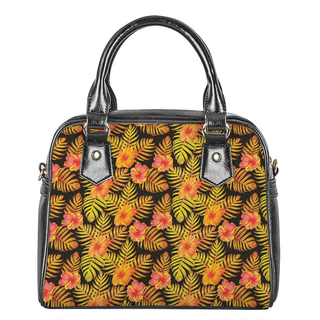 Yellow Hawaiian Tropical Pattern Print Shoulder Handbag