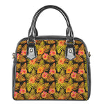 Yellow Hawaiian Tropical Pattern Print Shoulder Handbag