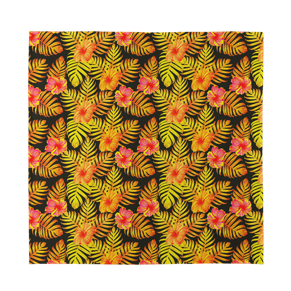 Yellow Hawaiian Tropical Pattern Print Silk Bandana