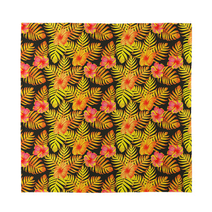 Yellow Hawaiian Tropical Pattern Print Silk Bandana