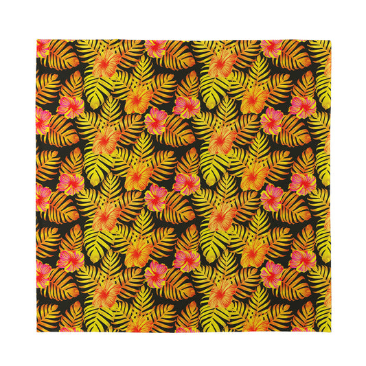 Yellow Hawaiian Tropical Pattern Print Silk Bandana
