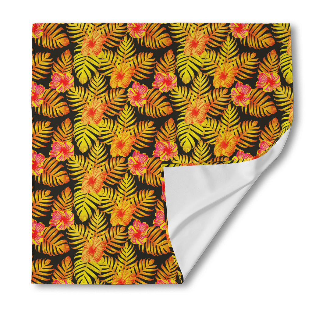 Yellow Hawaiian Tropical Pattern Print Silk Bandana