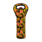 Yellow Hawaiian Tropical Pattern Print Single Neoprene Wine Tote