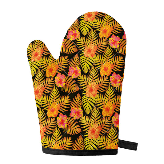Yellow Hawaiian Tropical Pattern Print Single Oven Mitt