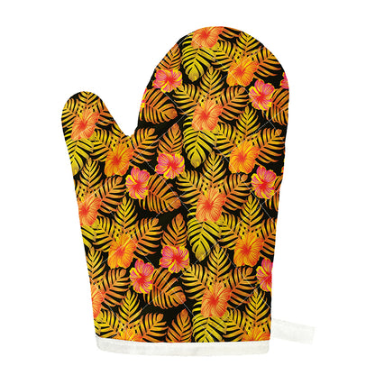 Yellow Hawaiian Tropical Pattern Print Single Oven Mitt