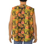 Yellow Hawaiian Tropical Pattern Print Sleeveless Baseball Jersey
