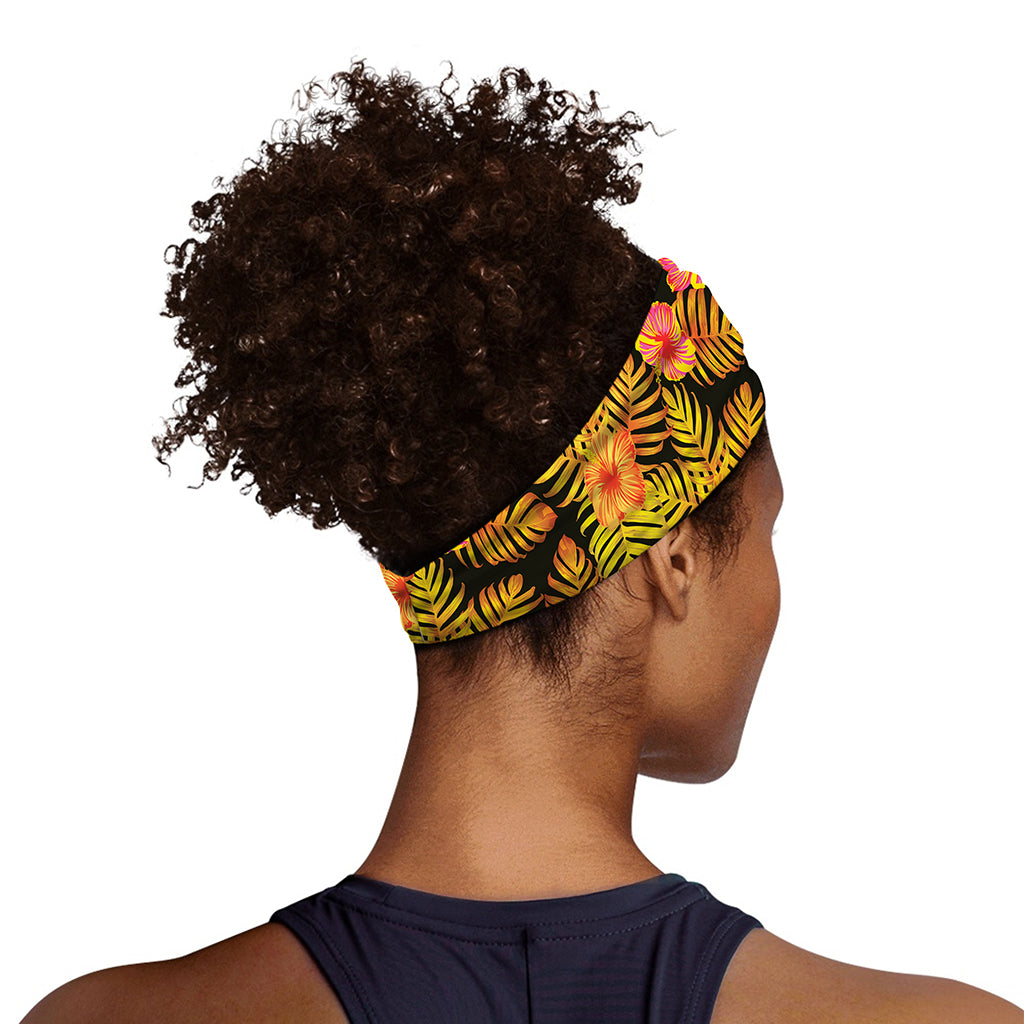 Yellow Hawaiian Tropical Pattern Print Sports Headband