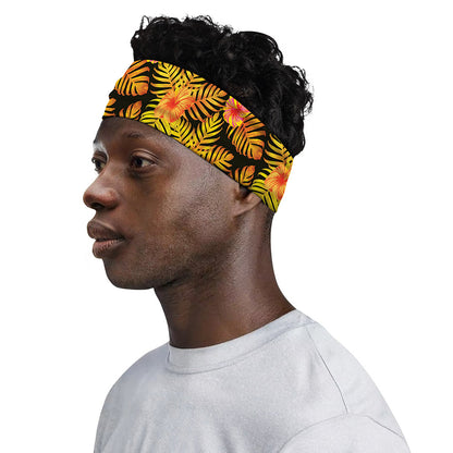 Yellow Hawaiian Tropical Pattern Print Sports Headband