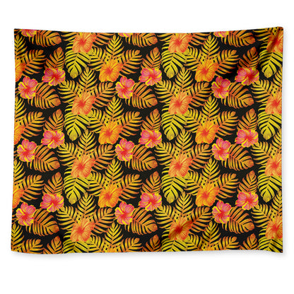 Yellow Hawaiian Tropical Pattern Print Tapestry