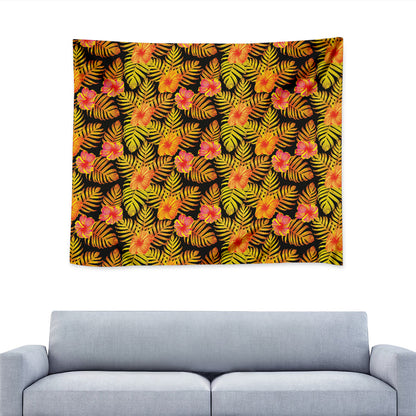 Yellow Hawaiian Tropical Pattern Print Tapestry