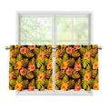 Yellow Hawaiian Tropical Pattern Print Tier Curtains