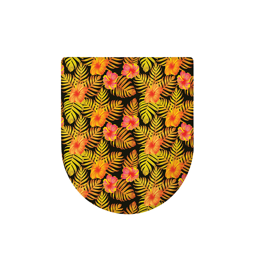Yellow Hawaiian Tropical Pattern Print Toilet Lid Cover