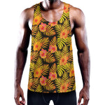 Yellow Hawaiian Tropical Pattern Print Training Tank Top