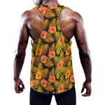 Yellow Hawaiian Tropical Pattern Print Training Tank Top