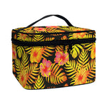 Yellow Hawaiian Tropical Pattern Print Travel Makeup Bag
