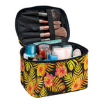 Yellow Hawaiian Tropical Pattern Print Travel Makeup Bag