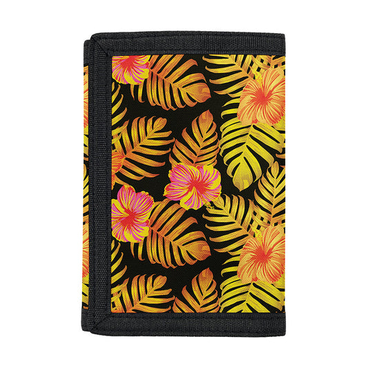 Yellow Hawaiian Tropical Pattern Print Trifold Wallet