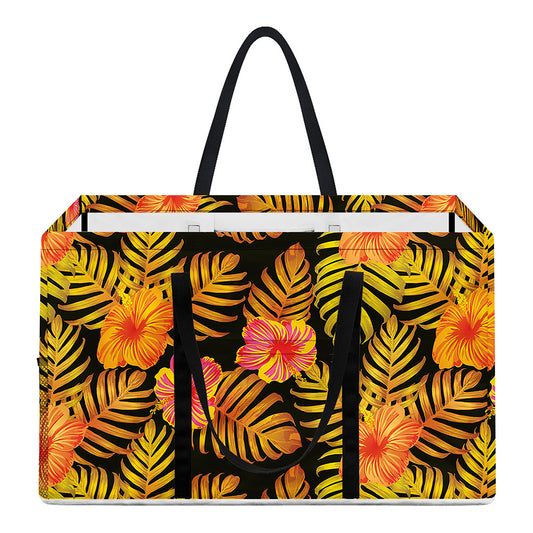 Yellow Hawaiian Tropical Pattern Print Utility Tote Bag