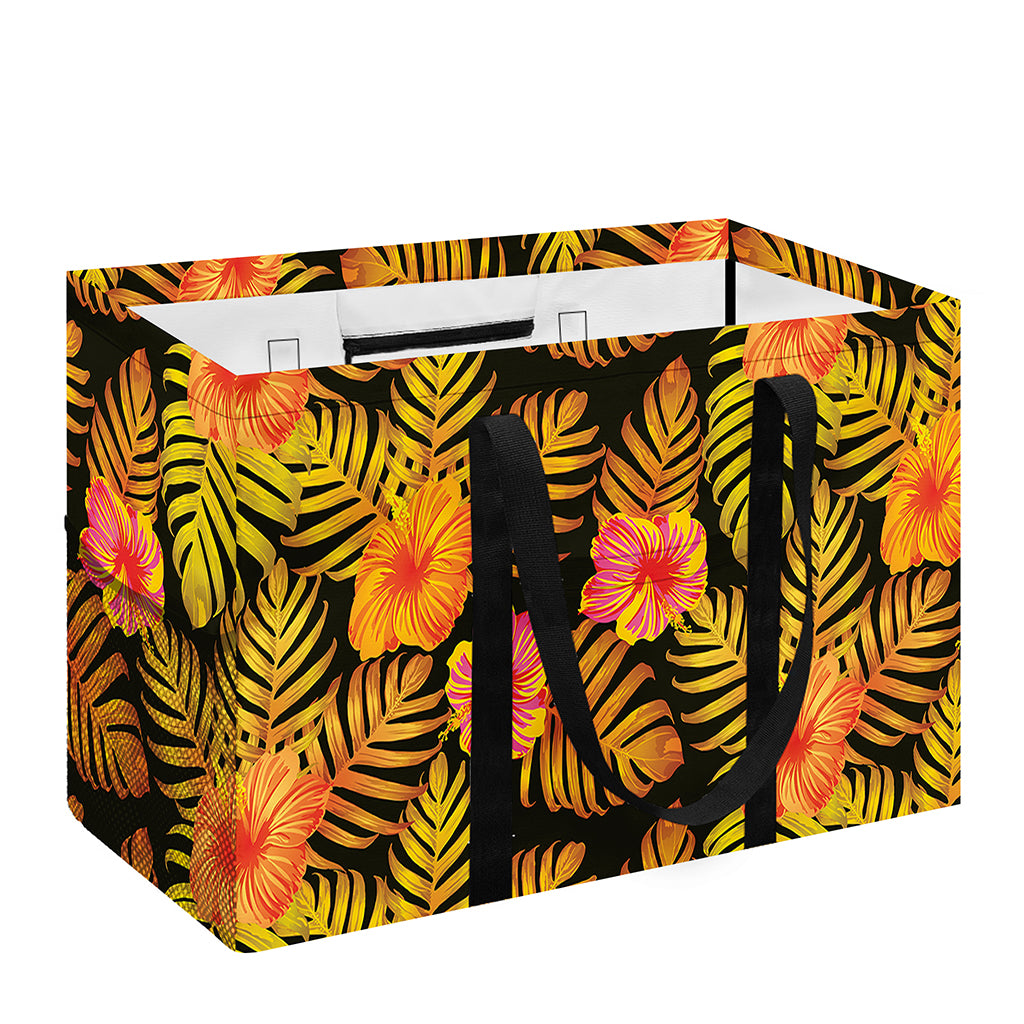 Yellow Hawaiian Tropical Pattern Print Utility Tote Bag
