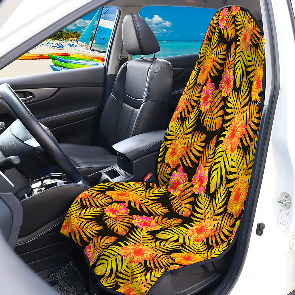 Yellow Hawaiian Tropical Pattern Print Waterproof Car Seat Cover