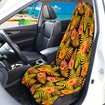 Yellow Hawaiian Tropical Pattern Print Waterproof Car Seat Cover
