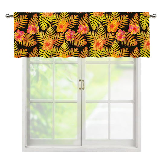 Yellow Hawaiian Tropical Pattern Print Window Valance