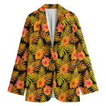 Yellow Hawaiian Tropical Pattern Print Women's Blazer