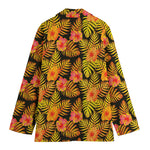 Yellow Hawaiian Tropical Pattern Print Women's Blazer